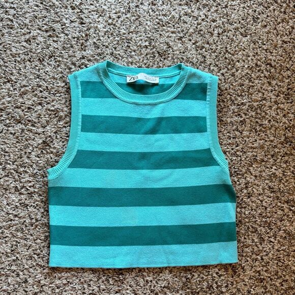 Zara striped crop tank top - Picture 1 of 4